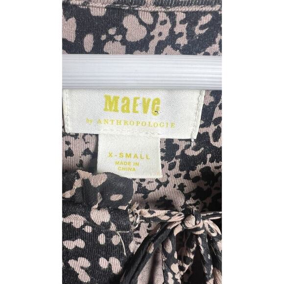 MAEVE Anthropologie JACQUIN PEASANT Animal Print shimmer Viscose Blouse Size XS - Picture 9 of 12